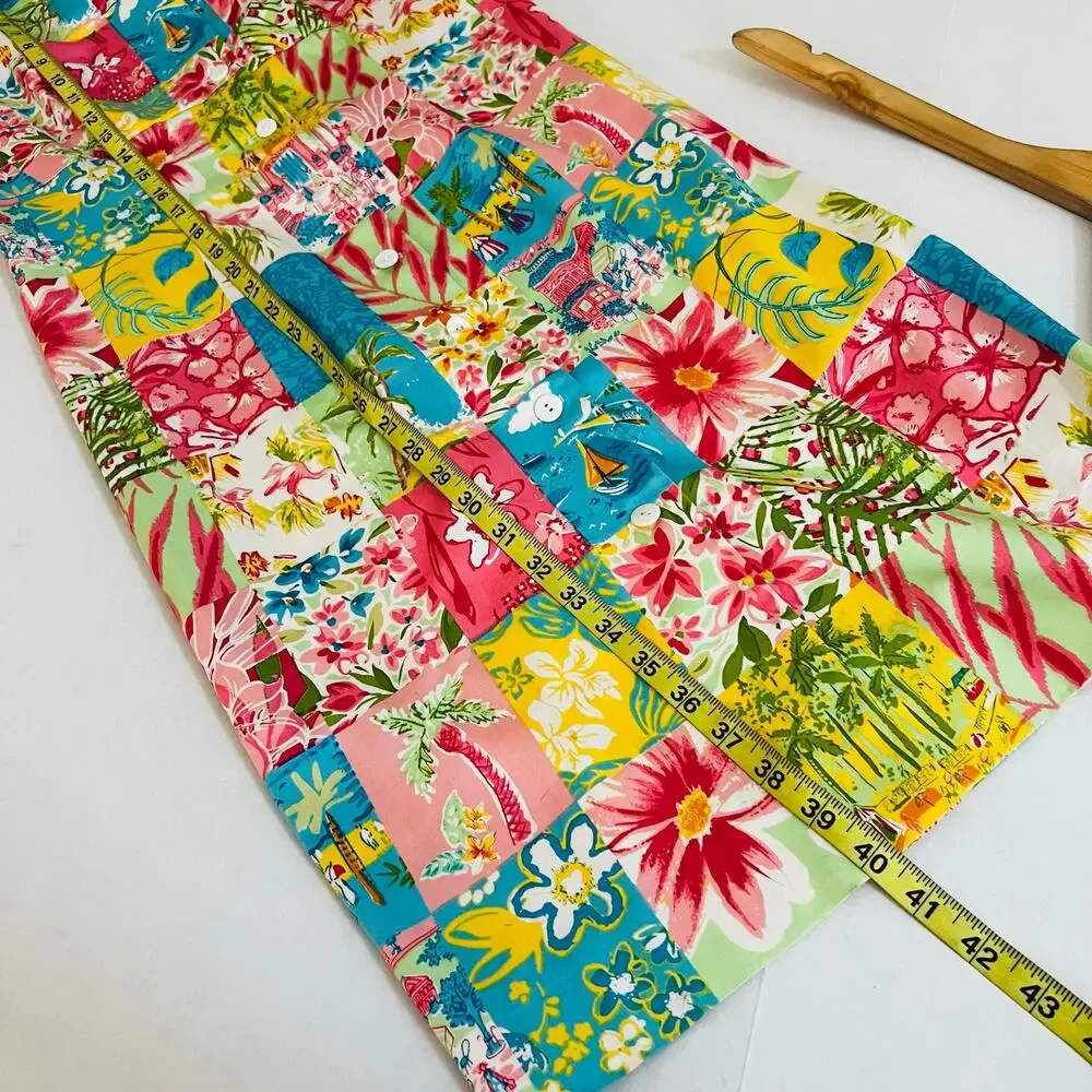 Sharon Young Multicolor Patchwork Floral Print Sleeveless Dress Size 4 - Picture 7 of 8